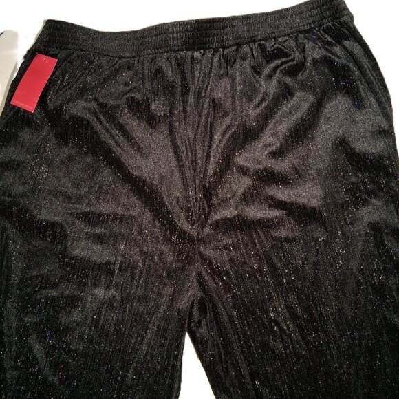 VINCE CAMUTO PANTS  2X  Black Gold Metallic  Velvet  Pull-On Dressy  Pockets NEW - Picture 8 of 9
